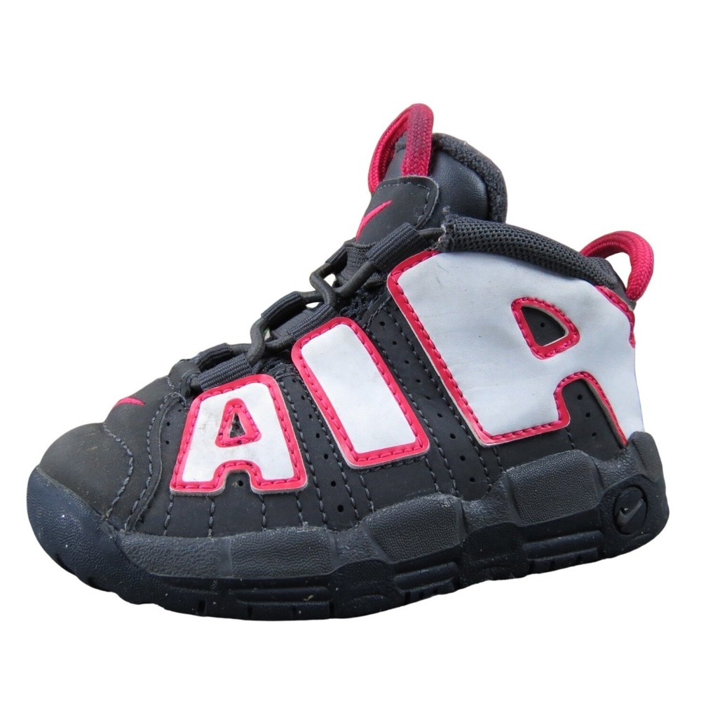 Nike Air More Uptempo TD Toddlers 7 Black White Red Leather Sneakers Comfort